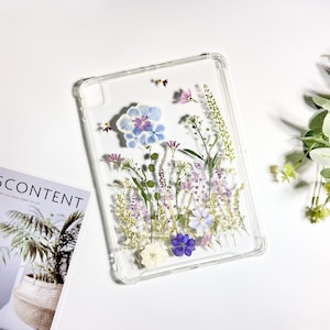 Natural real flower grass pressed flower clear bumper iPad case for iPad Pro 11 12.9 2022,iPad Air 5th Gen iPad 10th Gen iPad 9 10.2case image 1