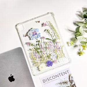 Natural real flower grass pressed flower clear bumper iPad case for iPad Pro 11 12.9 2022,iPad Air 5th Gen iPad 10th Gen iPad 9 10.2case image 8