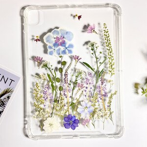 Natural real flower grass pressed flower clear bumper iPad case for iPad Pro 11 12.9 2022,iPad Air 5th Gen iPad 10th Gen iPad 9 10.2case image 2