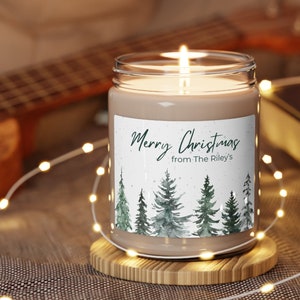 Personalized Merry Christmas Soy Candle, Custom Holiday Gift for Friends Family and Coworkers, Hand-Poured Dye Free Mason Jar Candle for Her