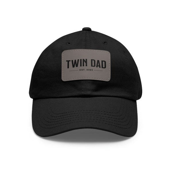 Twin Dad Personalized Established Year Baseball Hat, Father's Day Gift, New Daddy Cap, Leather Patch Twin Dad Hat