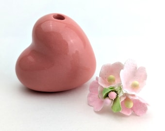 Adorable handmade ceramic heart vase. Tiny pottery vase. Love you gift. Small-batch ceramics. Hand-painted pottery. Kawaii ceramics.