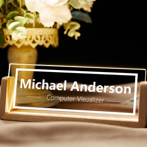 Personalized Desk Name Sign with LED Base, Office Light Decor, Custom Desktop Accessories, Birthday Gift, Gifts for Boss Coworkers