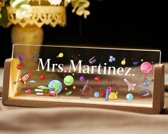 Personalized Teacher Desk Nameplate Light, Teacher Gift, Teacher Appreciation Gifts, Teacher Acrylic Sign, Gift for Teacher, Birthday Gifts