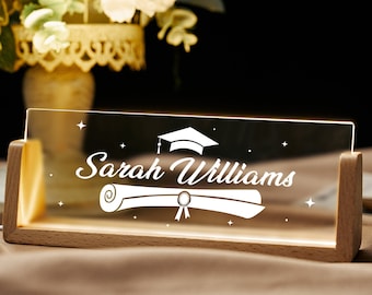 Personalized Desk Name Sign with base, Graduation gift, Graduation Desk Name Plate, Lighted Acrylic Nameplate, Gifts for Graduates