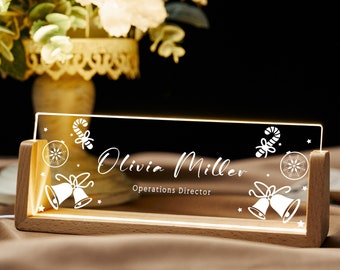 Personalized desk nameplate night light, office desk decor, office gifts for women desk, promotion gift, boss gift, Christmas gifts