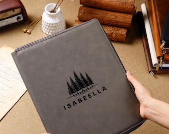 Refillable Padfolio, Custom Leather Portfolio with Zip, Phd Gift, Christmas Gift for him.