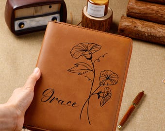 Personalized Leather Notebook, A5 Vegan Leather Notebook, Custom Portfolio With Zipper, Initial Notebook Gifts, Company Gifts, Business Gift