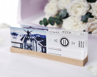 Custom travel music plate with stand, song plaque acrylic gift with photo, travel souvenirs gift for her or him