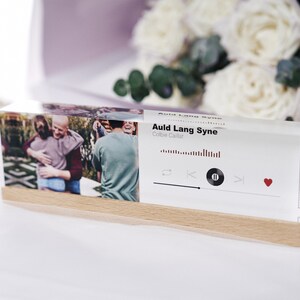 Personalized acrylic wedding music frame block with photo, anniversary gift for him, engagement gifts, couples gift