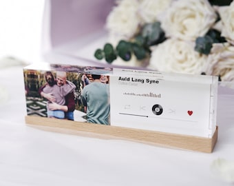 Personalized acrylic wedding music frame block with photo, anniversary gift for him, engagement gifts, couples gift