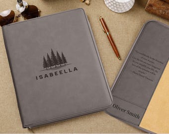 Custom Leather Portfolio with Zip, Refillable Padfolio, Phd Gift, Custom Office Supplies, Business Book