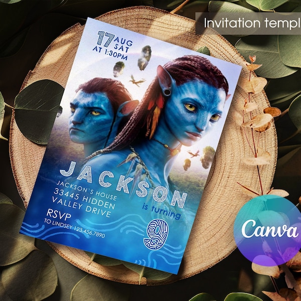 Te veo plantilla de invitación de cumpleaños, invitación de Avatar 2, invitación de avatar imprimible, invitación de cumpleaños editable de Pandora