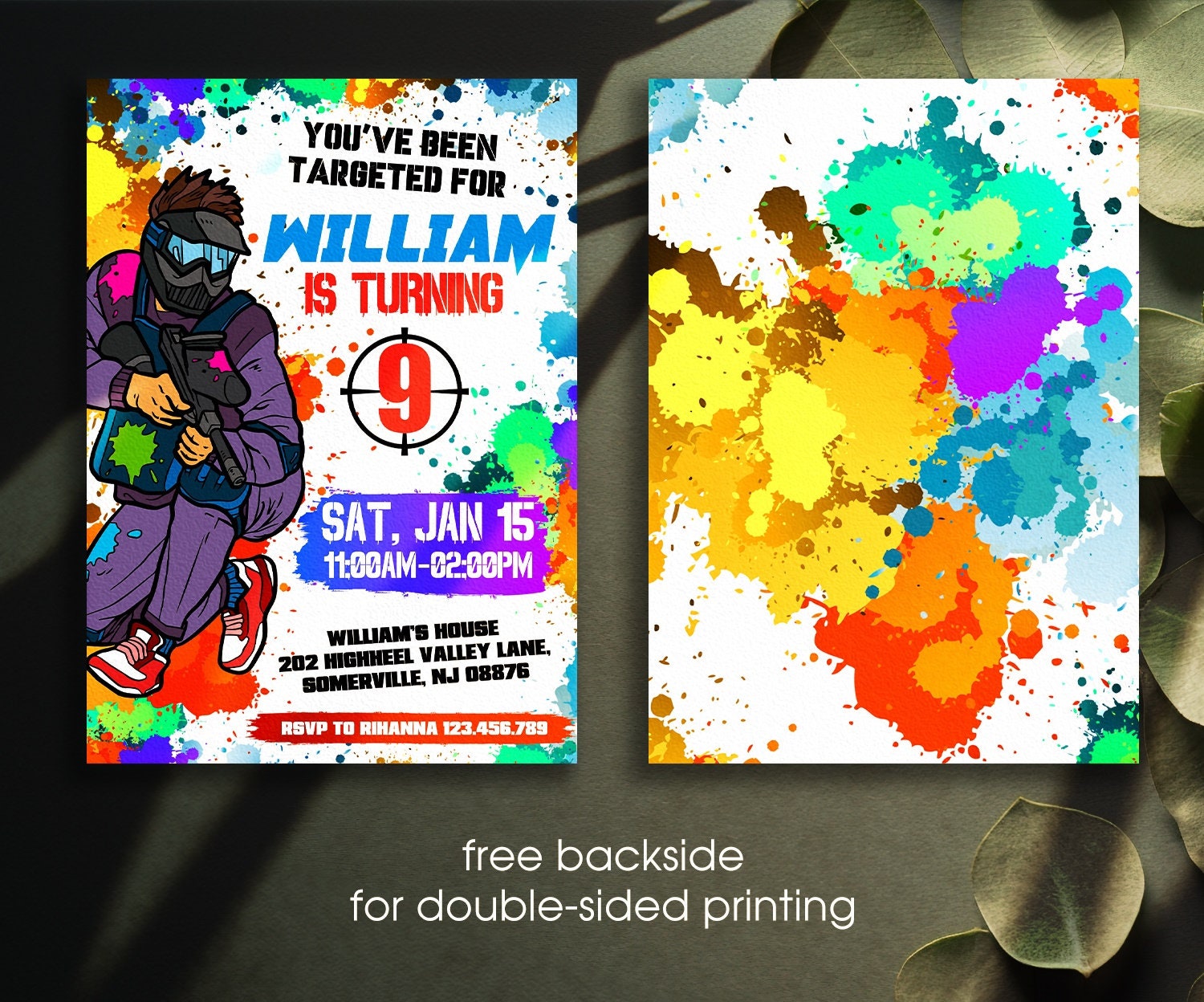 Paint Ball Wars Invitation, Softball Invite Template, Printable