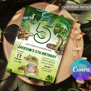Editable Reptile invitation, Lizard invite, Instant Download, snake invite template, Printable reptile invitation, Birthday Invite