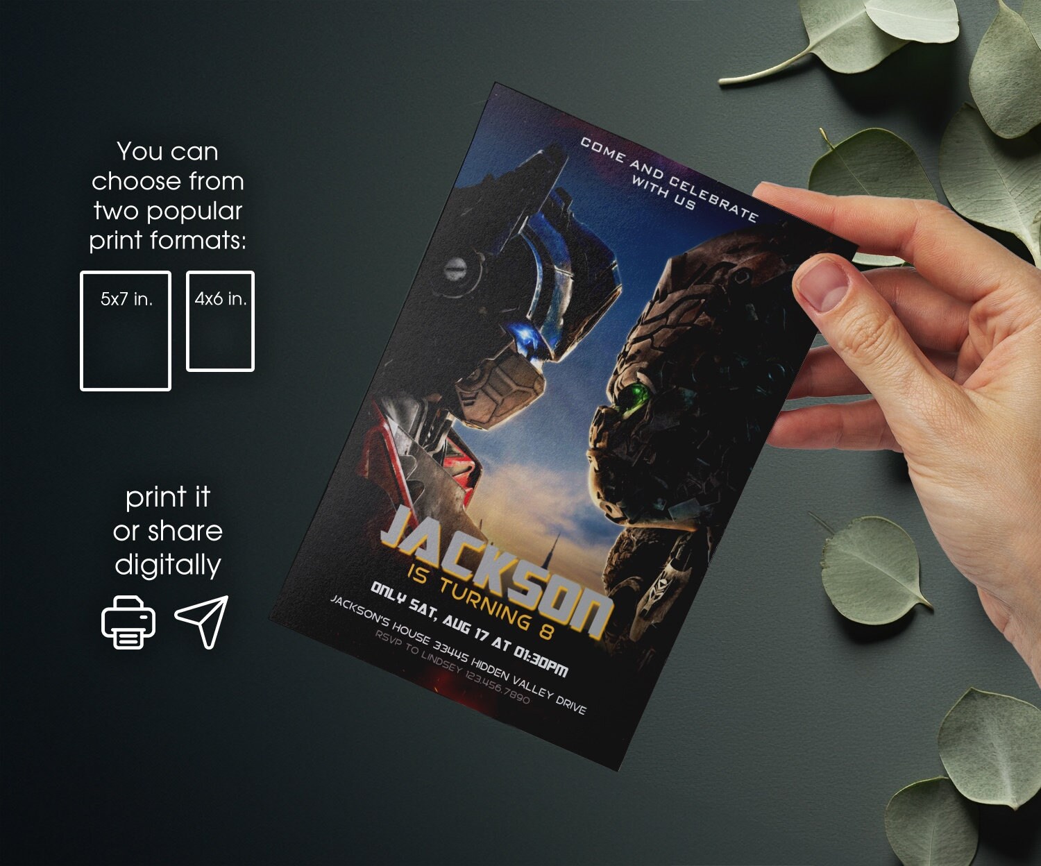 Optimus Prime Invite, Autobots Party, Transformers Rise of the Beasts ...