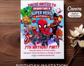 Superhero invitation, avengers Birthday Invite boy, spiderman invitation, Instant Download, super hero Birthday Invite template