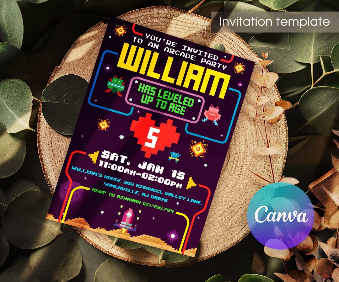 Editable Invite Template Video Game Party Gamer Invitation Girl Editable Invite Template Video Game Party Gamer Invitation Girl