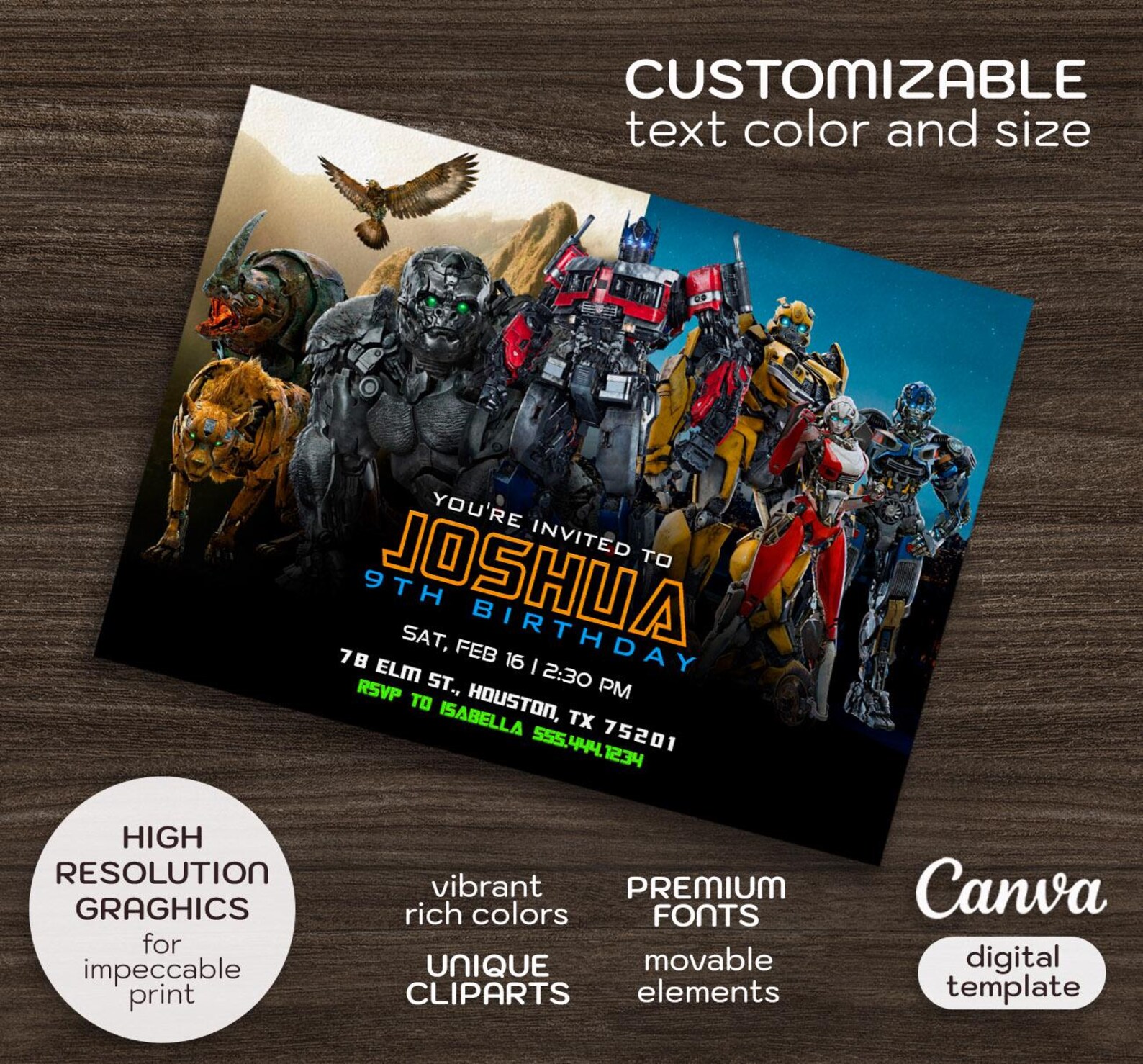 Autobots Party, Editable Bumblebee Invitation, Printable Invite ...