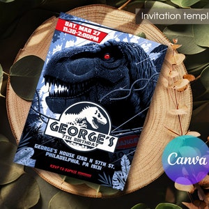 Printable Dinosaur Birthday Invitation, dino invitation, birthday party, Instant Download, invitation Template, Jurassic Birthday invitation