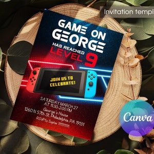 Editable switch invite, Printable Gamer birthday invitation, video game party, boy birthday, digital template