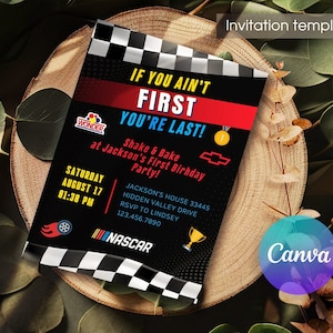 Nascar party, shake n bake birthday, Ricky Bobby, Boy racing invitation, Printable cars birthday invitation, speed editable invite template