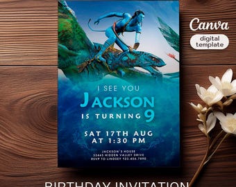 Avatar 2 Invite, Printable avatar invitation, pandora Editable Birthday Invite, I see you Birthday Invite template