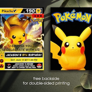 Editable invitation, pokemon birthday vmax invite template, Printable Birthday Invitation, Pikachu invite, pokemone birthday invite image 2