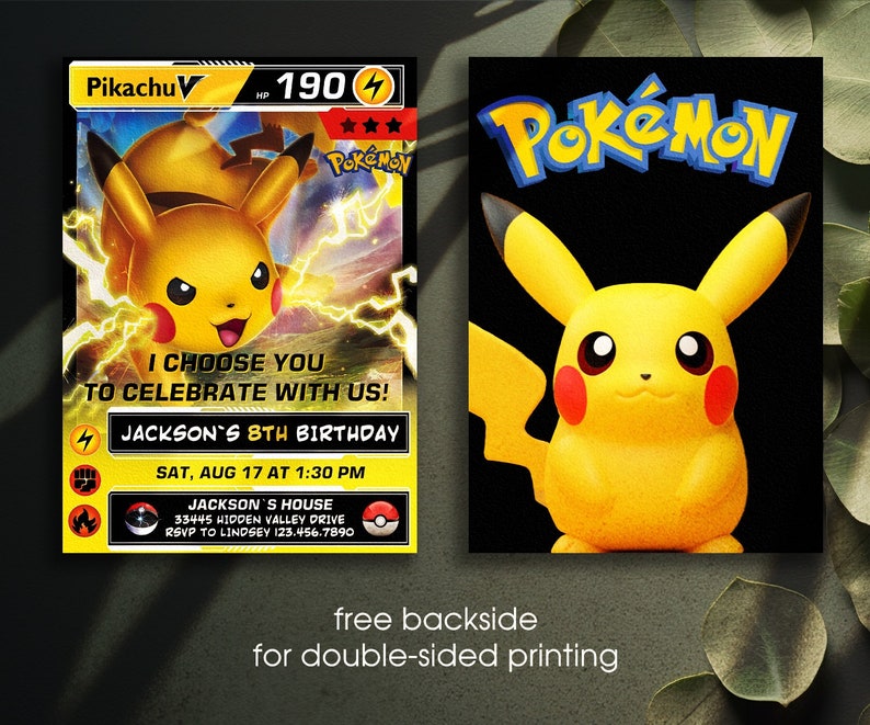 Editable invitation, pokemon birthday vmax invite template, Printable Birthday Invitation, Pikachu invite, pokemone birthday invite image 2