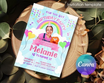 First words invite template, 2nd second 3rd third,printable Ms Rachel Birthday Invitation, editable first words invite, let's say party
