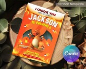 Pokemon birthday vmax invite template, pokemone birthday invite, Printable Birthday Invitation, Charizard invite, editable invitation