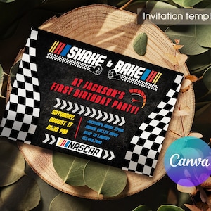Nascar party, Boy racing invitation, Printable cars birthday invitation, speed editable invite template, shake n bake birthday, Ricky Bobby