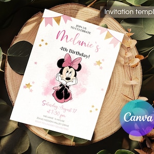 Minnie invitation, Printable Girl Birthday Invite, Electronic invitation, mouse Birthday Invite template