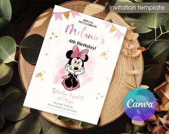 Minnie invitation, Printable Girl Birthday Invite, Electronic invitation, mouse Birthday Invite template