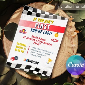 Nascar party, shake n bake birthday, Ricky Bobby, Boy racing invitation, Printable cars birthday invitation, speed editable invite template