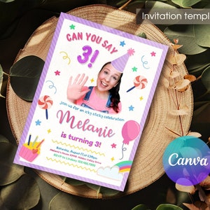 First words invite template, 2nd second 3rd third,printable Ms Rachel Birthday Invitation, editable first words invite, let's say party