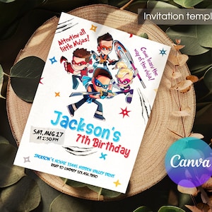 Ninja kidz editable Invite, Printable birthday invitation, Boy Girl Birthday Invitation, Electronic invite, Ninja Birthday Invite template