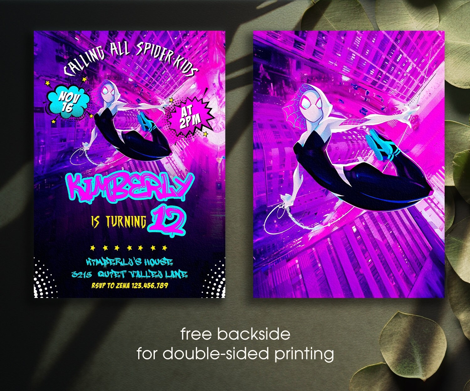 Spidey Gwen Party, Girl Spiderman Birthday, Editable Ghost Spidey ...