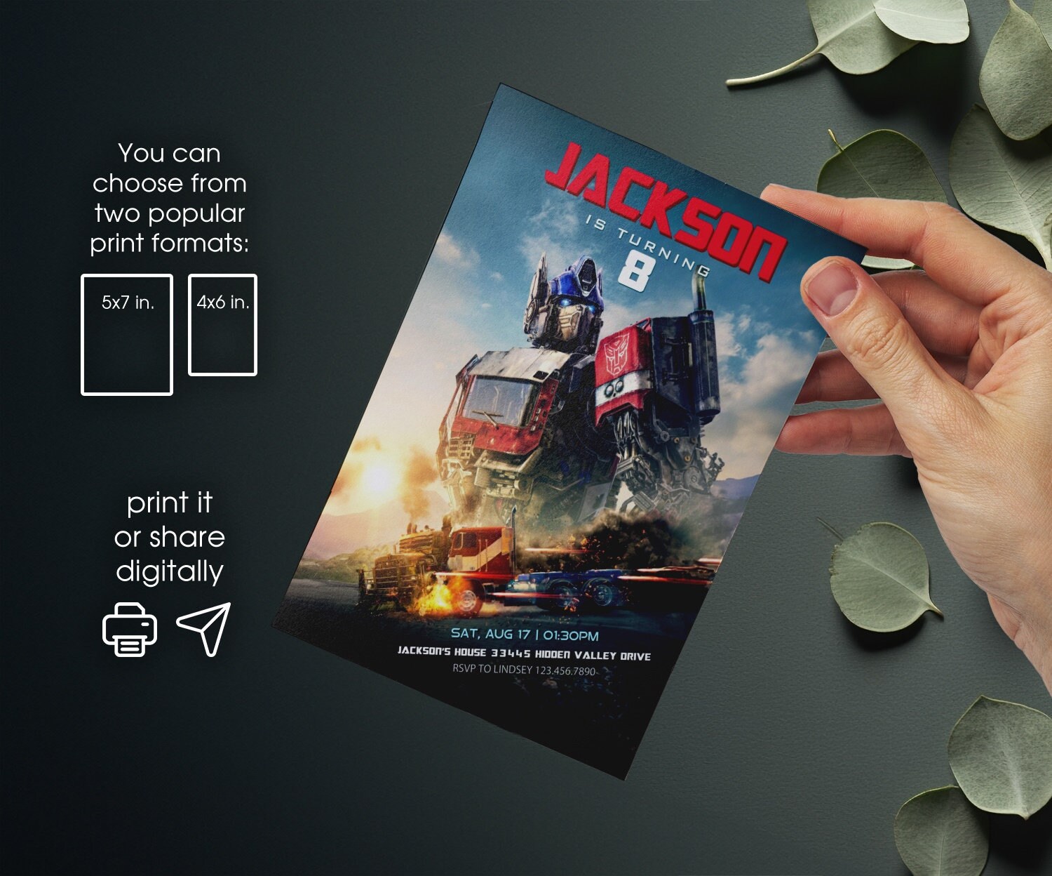 Printable Invite, Transformers Rise of the Beasts Birthday Invitation ...