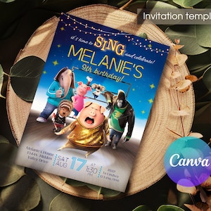 Editable singer invitation, Printable Sing 2 Birthday Invitation, karaoke girl birthday invite,Instant Download, music birthday party