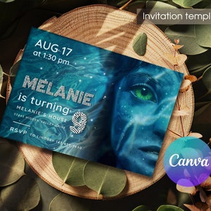 Te veo plantilla de invitación de cumpleaños, invitación de cumpleaños editable de Pandora, invitación de avatar imprimible, invitación de Avatar 2