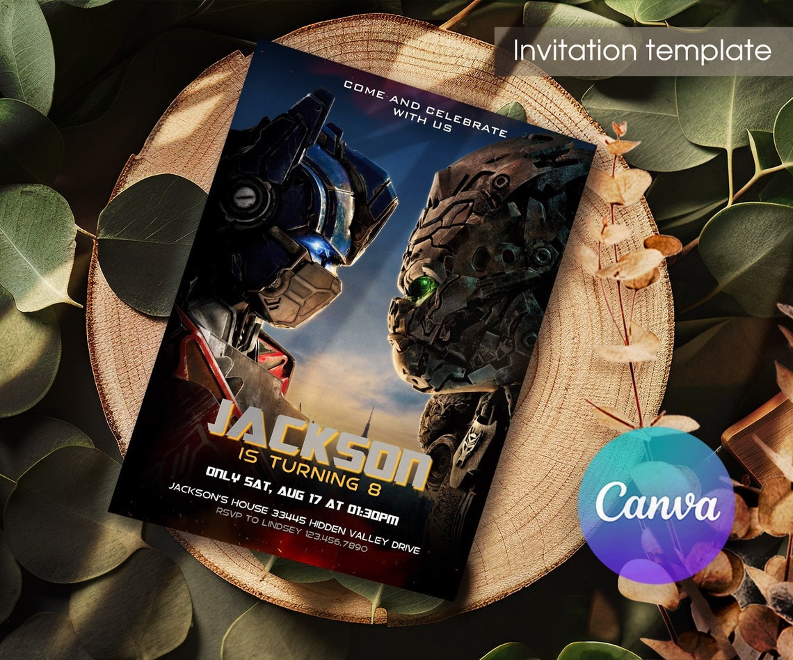 Optimus Prime Invite, Autobots Party, Transformers Rise of the Beasts ...