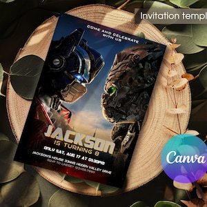 Optimus Prime Invite, Autobots Party, Transformers Rise of the Beasts ...