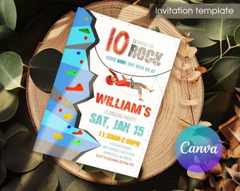 Rock climb Birthday Invite template, printable Rock climbing Invitation, climber Editable Birthday Invite, climbing wall invitation