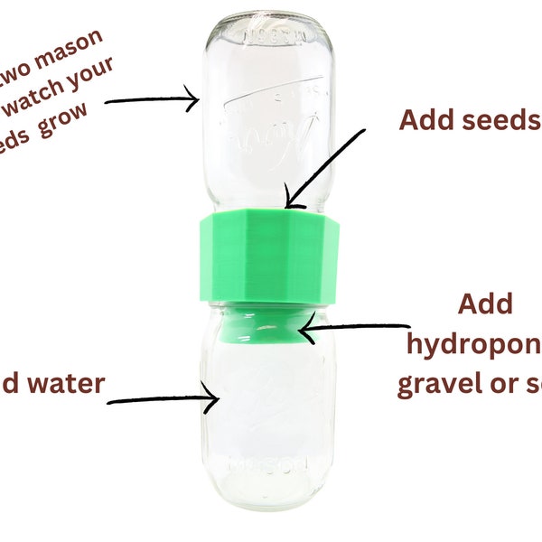 Mason Jar Connector with Canister - The Ultimate Seed Starter Kit! - Green *Patent Pending*