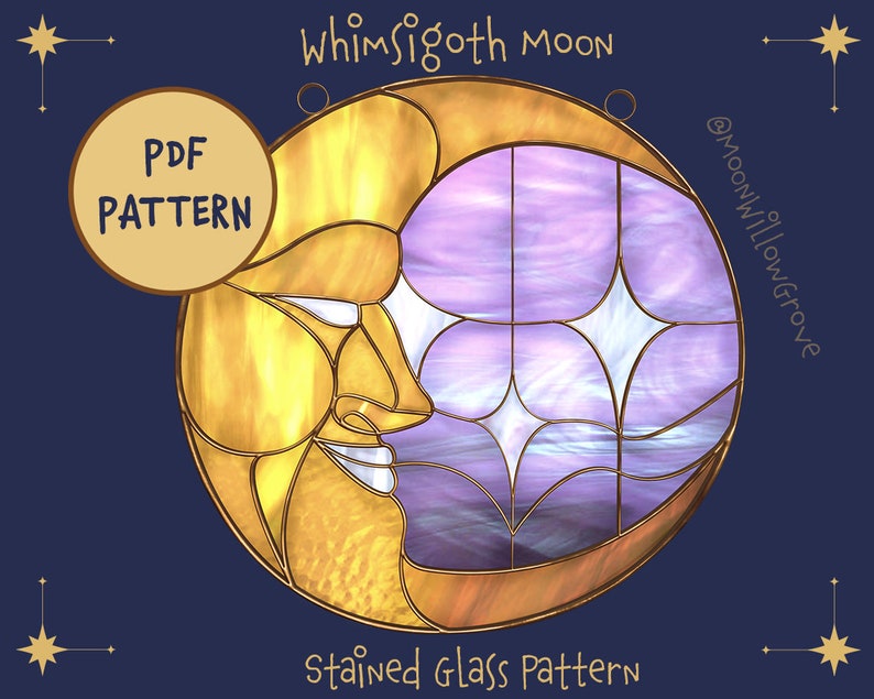 Whimsigoth Moon Stained Glass Pattern - Etsy