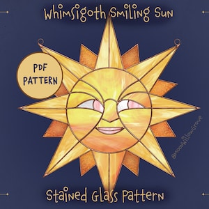 Whimsigoth Smiling Sun Stained Glass Pattern