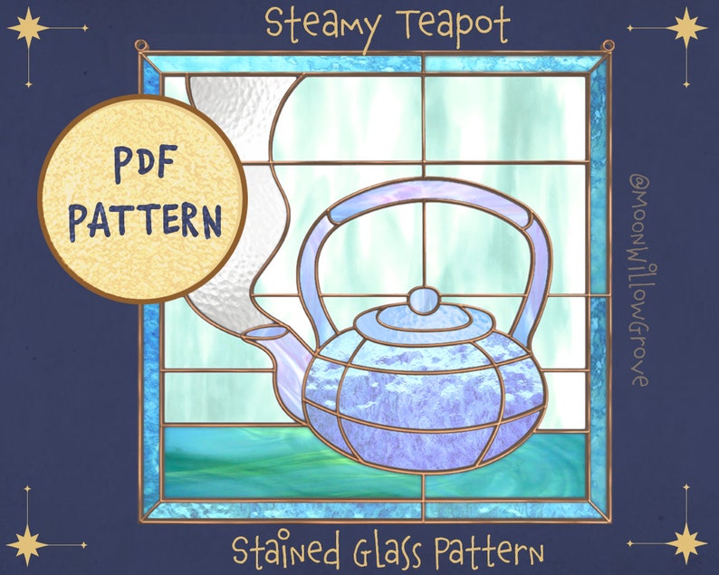 Steamy Teapot Stained Glass Pattern Etsy