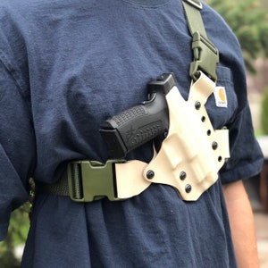 Chest Holster for Springfield Hellcat Pro- compatible with flashlights- multiple color and pattern options