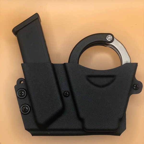 Versatile Handcuff Carrier with Pistol Mag Holder - Ideal for Law Enforcement On and Off Duty